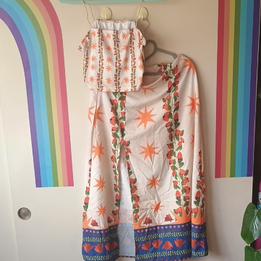 Shein Crop Top And Skirt Set